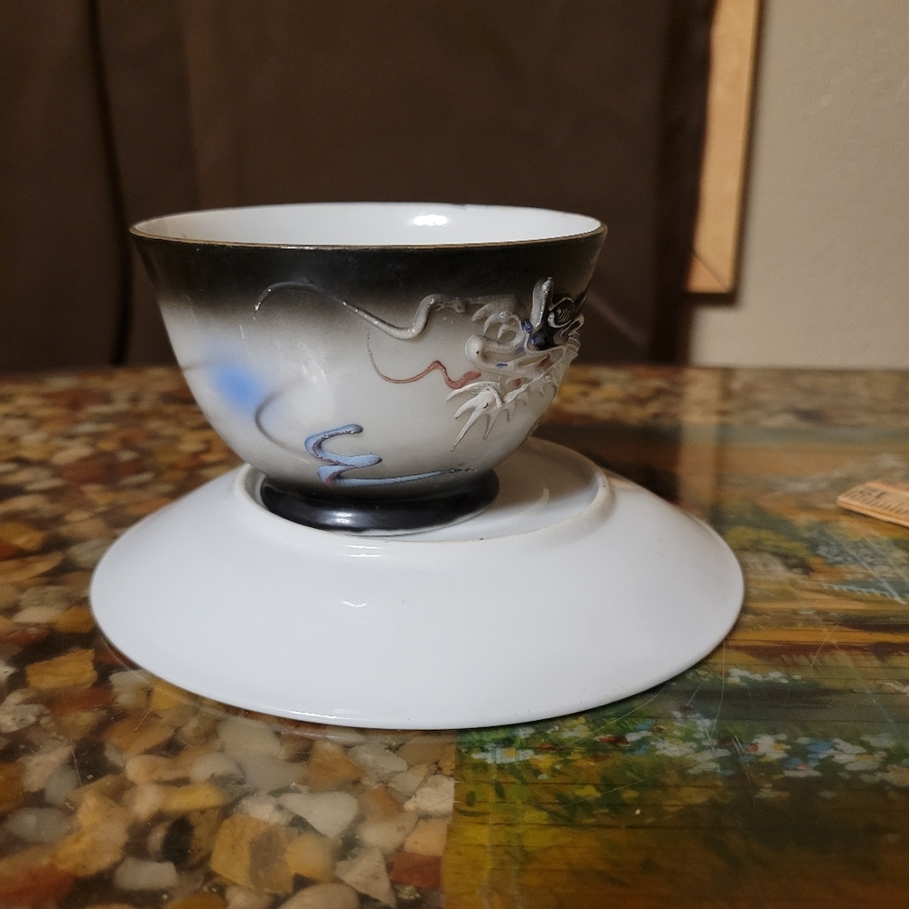 Vintage Hand Painted Nippon Moriage Dragonware‎ tea cup Victora Espresso size - Picture 11 of 15